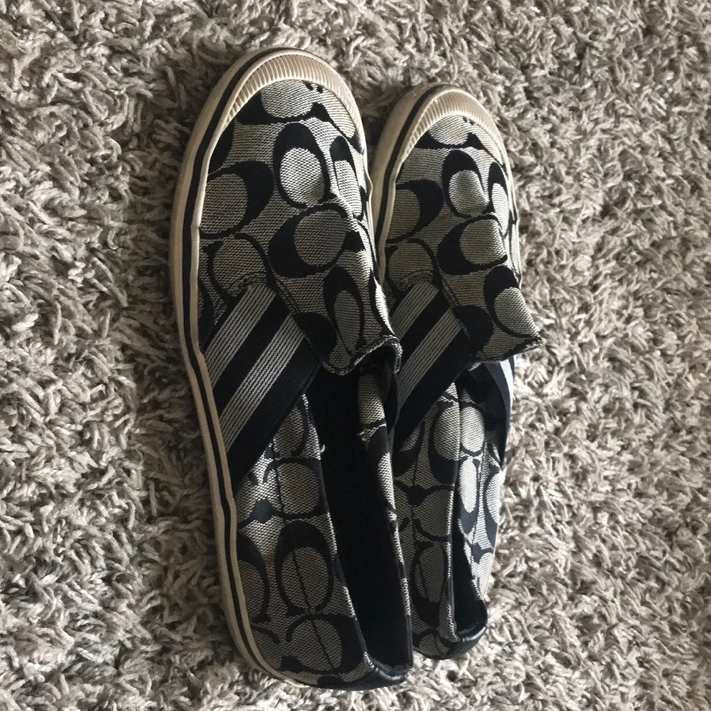 These are black and white hire coach shoes